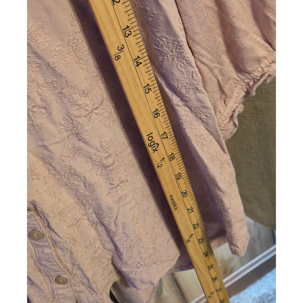 Democracy Embroidered Button Up Front Blouse Women's Size 2X Pink - Picture 4 of 11